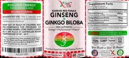 Label for Korean Red Panax Ginseng + Ginko Biloba