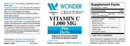 Label for Vitamin C 1,000 mg plus Herbs