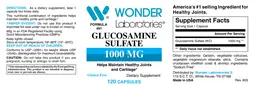 Label for Glucosamine Sulfate 1000 mg