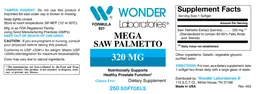 Label for Mega Saw Palmetto 320 mg