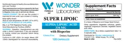 Label for Super Lipoic with Bioperine 334 mg