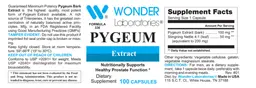 Label for Pygeum Extract