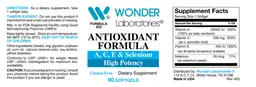 Label for Antioxidant Formula High Potency