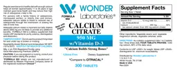 Label for Calcium Citrate 950 mg