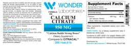 Label for Calcium Citrate 950 mg