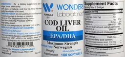 Label for Maximum Strength Norwegian Cod Liver Oil