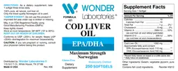 Label for Maximum Strength Norwegian Cod Liver Oil