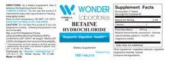 Label for Betaine Hydrochloride