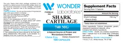 Label for Shark Cartilage 740 mg