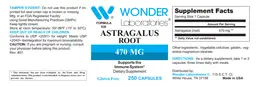 Label for Astragalus Root 470 mg