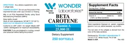 Label for Beta Carotene Vitamin A 25,000 IU
