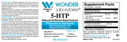 Label for 5-HTP Natural Griffonia Seed Extract