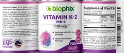 Label for Vitamin K-2 MK-4 100 mcg