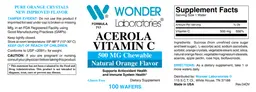 Label for Acerola Vitamin C 500 mg Chewable Natural Orange Flavor