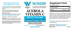 Label for Acerola Vitamin C 500 mg Chewable Natural Orange Flavor