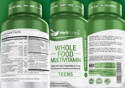 Label for Whole Food Multivitamin Teens