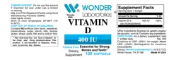 Label for Vitamin D 400 IU