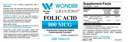 Label for Folic Acid 800 mcg