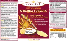 Label for 100% All-Natural Original Formula Psyllium Fiber