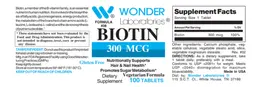 Label for Biotin 300 mcg