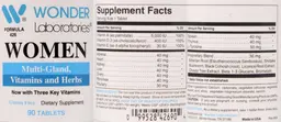 Label for Women Multi-Gland, Vitamins and Herbs