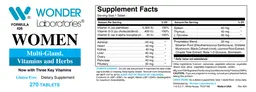 Label for Women Multi-Gland, Vitamins and Herbs