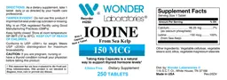 Label for Iodine from Sea Kelp 150 mcg