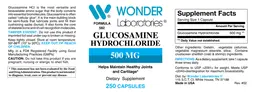 Label for Glucosamine Hydrochloride 500 mg