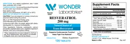 Label for Resveratrol 200 mg