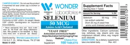 Label for Selenium 50 mcg