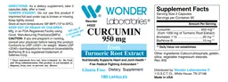 Label for Curcumin 950 mg