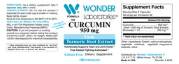 Label for Curcumin 950 mg