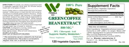 Label for Green Coffee Bean Extract 800 mg