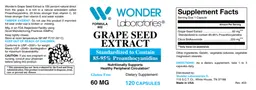 Label for Grape Seed Extract 60 mg