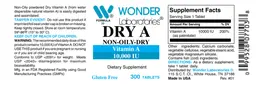 Label for Dry A Vitamin A 10,000 IU