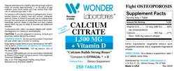 Label for Calcium Citrate 1,500 mg + Vitamin D