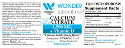 Label for Calcium Citrate 1,500 mg + Vitamin D