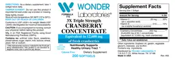 Label for 3X Triple Strength Cranberry Concentrate