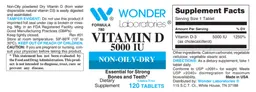 Label for Vitamin D 5000 IU