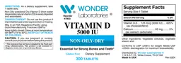 Label for Vitamin D 5000 IU