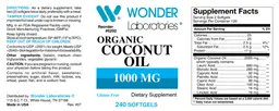 Label for Organic Coconut Oil 1000 mg