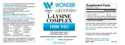 Label for L-Lysine Complex 1000 mg