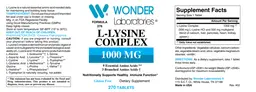 Label for L-Lysine Complex 1000 mg