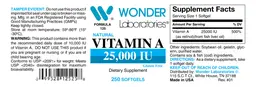 Label for Natural Vitamin A 25,000 IU
