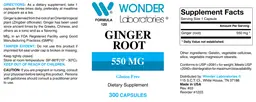 Label for Ginger Root 550 mg