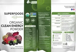 Label for Organic Clean Energy Powder Fruit Punch