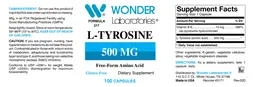 Label for L-Tyrosine 500 mg