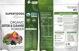 Label for Organic Detox & Cleanse Powder Peach Mango