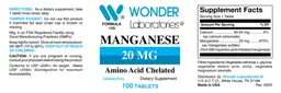 Label for Manganese 20 mg