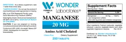 Label for Manganese 20 mg